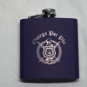 Omega Psi Phi  &quot;6oz Powder Coated&quot; Purple Current Shield Flask