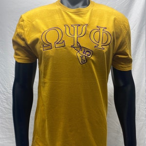 Omega Psi Phi Chapter/Line# Design T Shirt, OLD GOLD