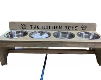 4 bowl raised pet feeder