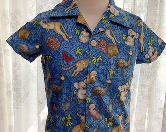 Boys shirt,Australiana design, short sleeve shirt,summer shirt