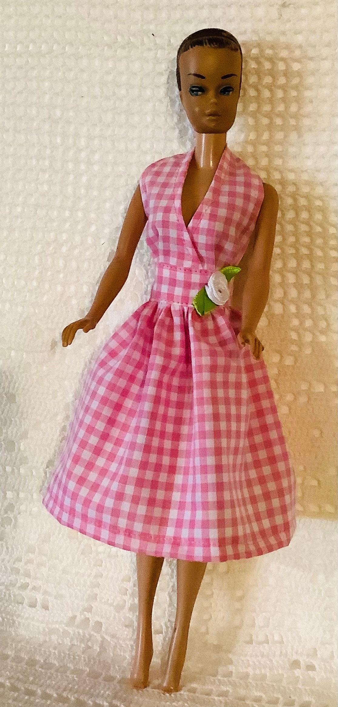 Barbie Doll Pink Gingham Halter Neck Dress. - Etsy India