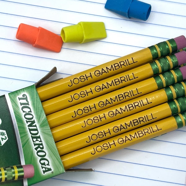 Personalized Pencils, Engraved Pencils, Back to School, Ticonderoga Pencils, Name Pencils, Teacher Pencils, Teacher Gift, Kid Gift, #2