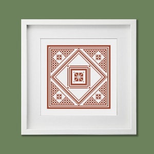Red Square Tile Cross Stitch PDF Chart