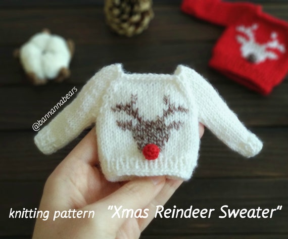 Christmas rudolph mini sweater KNIT PATTERN, Barbie doll Christmas patterns, Monster high sweater, Mini waldorf jumper, Teddy bear clothes Christmas rudolph mini sweater KNIT PATTERN, Barbie doll Christmas patterns, Monster high sweater, Mini waldorf jumper, Teddy bear clothes