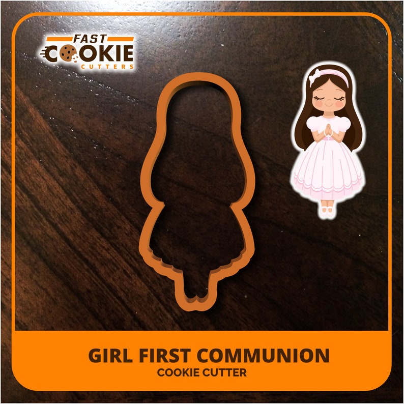 Girl First Communion Cookie Cutter Baptism Cookie Cutter Etsy