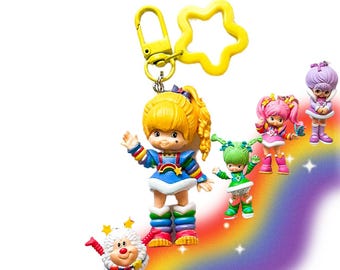 Rainbow Brite Bag Charm - Choose Rainbow, Twink, Starlite & More, Retro 80s Keychain for Purses, Gifts