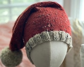 Santa Clause Hat, Rustic Knit Santa Hat