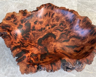 Red Gum Burl Bowl With Natural Live Edge