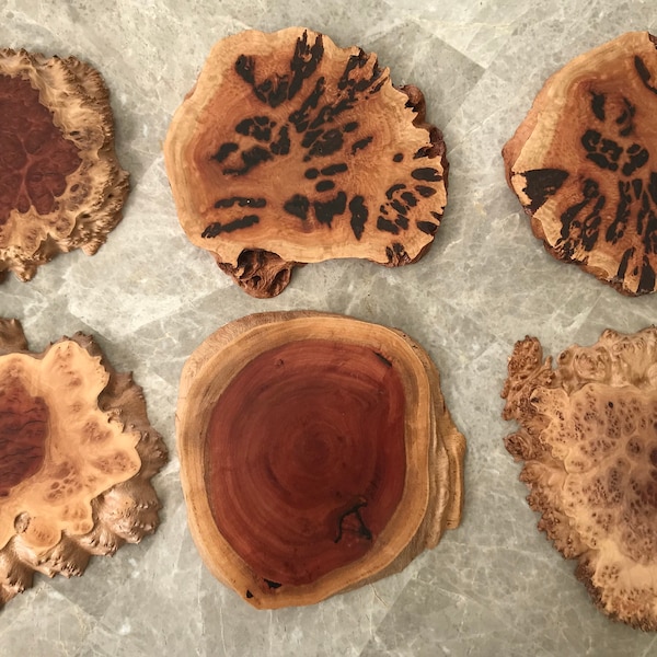 Burl Coasters/Mini Serving Boards With Natural Live Edge