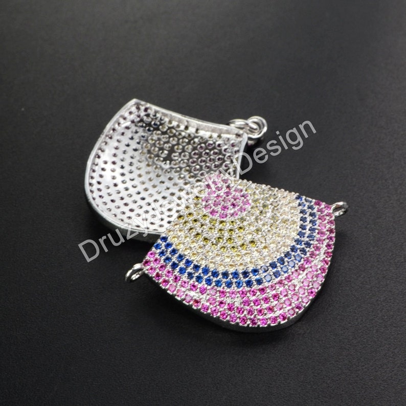 3pieces or 5pieces,CZ Pendant,Cubic Zirconia Pendant,Fan Connector,CZ Micro Pave Connector,Fan Pendant,WX118