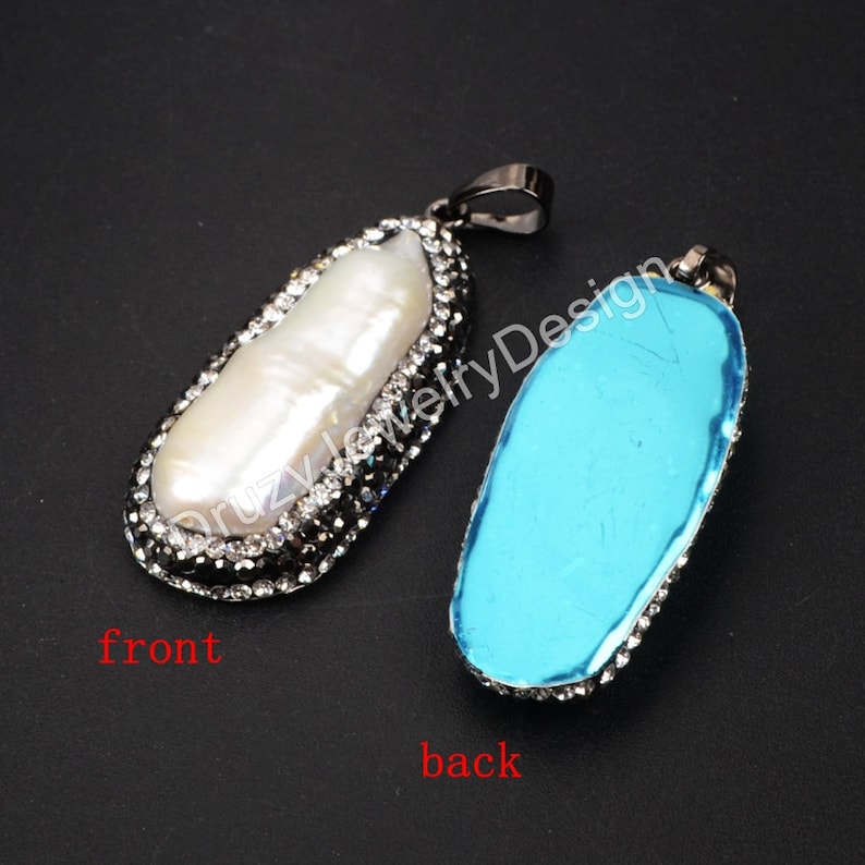 Oval Pendant,Pearl Pendant,Zircon Pendant Bead,pave pearl,Black Pave Pearl,Freshwater Pearl,JD323-JB