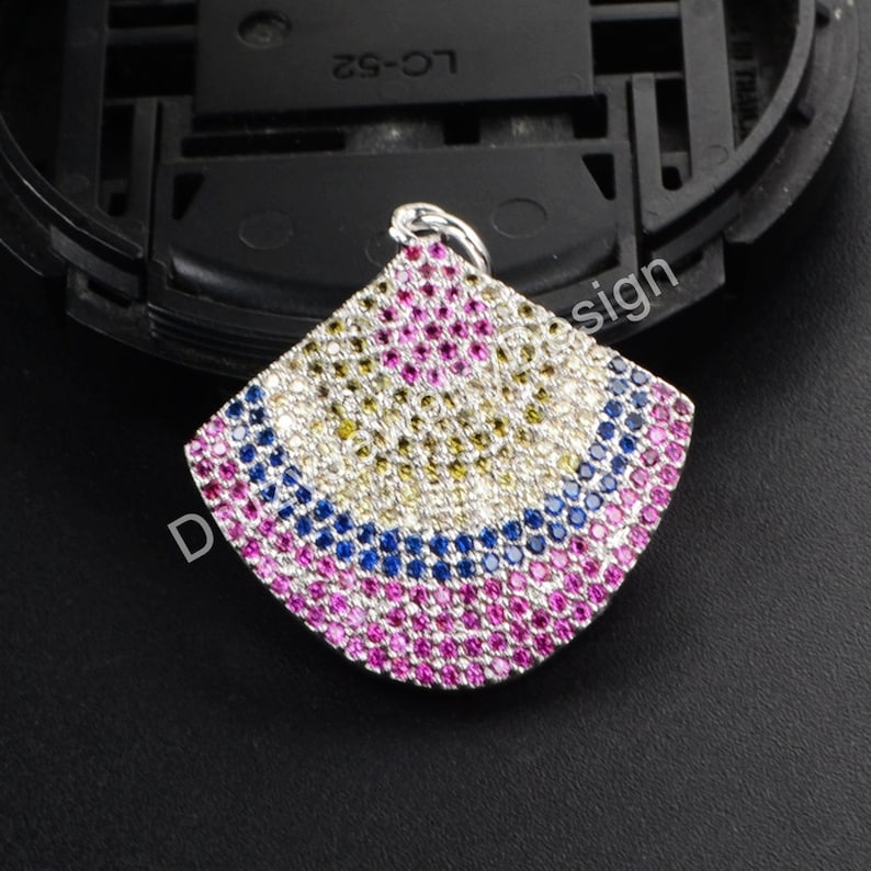 3pieces or 5pieces,CZ Pendant,Cubic Zirconia Pendant,Fan Connector,CZ Micro Pave Connector,Fan Pendant,WX118
