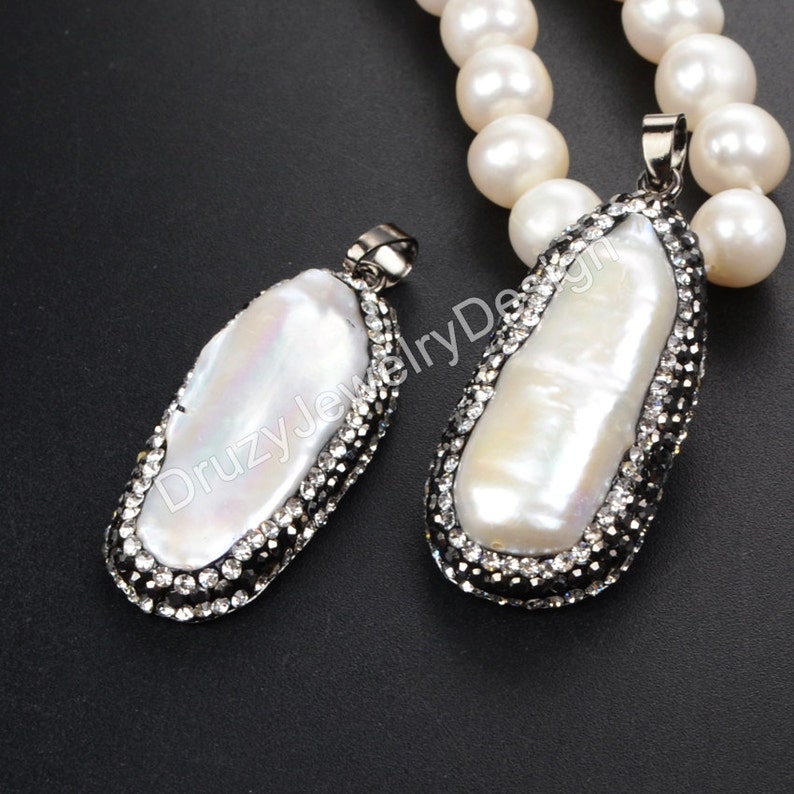 Oval Pendant,Pearl Pendant,Zircon Pendant Bead,pave pearl,Black Pave Pearl,Freshwater Pearl,JD323-JB