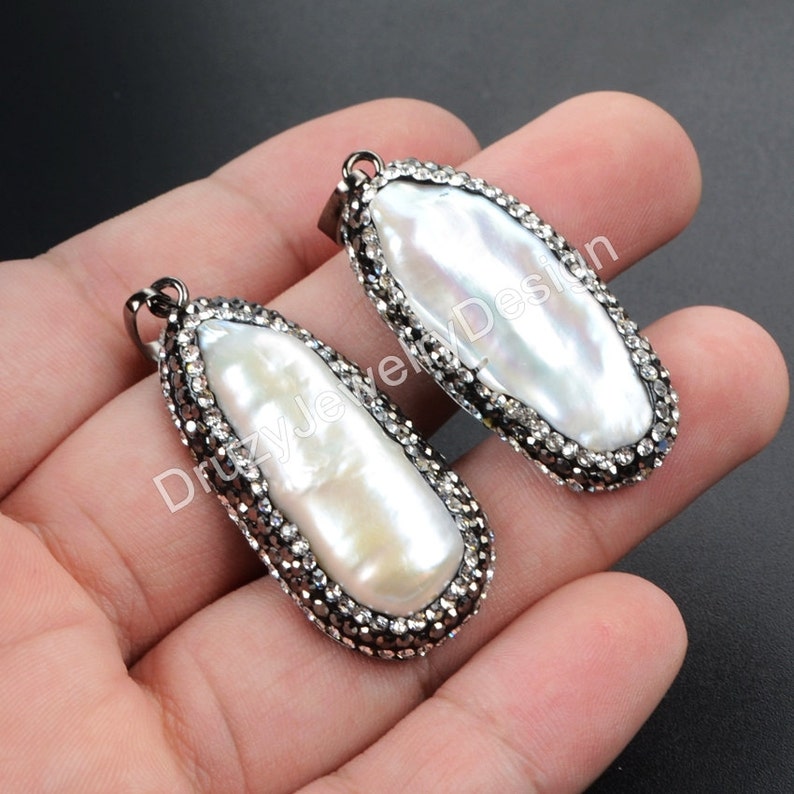 Oval Pendant,Pearl Pendant,Zircon Pendant Bead,pave pearl,Black Pave Pearl,Freshwater Pearl,JD323-JB