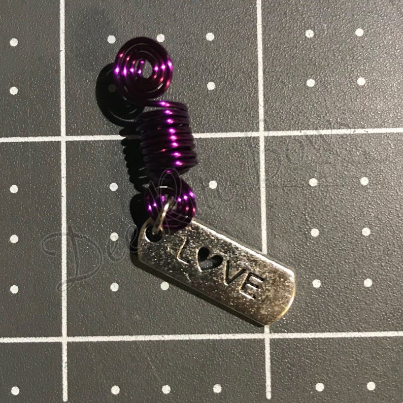 Silver Love Heart HairDreadlockLocBraid Spiral Coil BeadJewelry