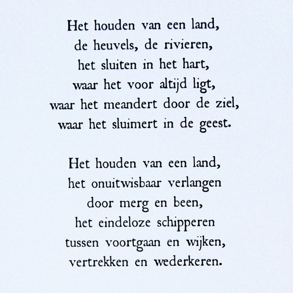 Wenskaart met gedicht - envelop inbegrepen - Houden van een land