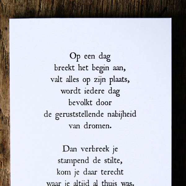 Wenskaart met gedicht - envelop inbegrepen - Op een dag