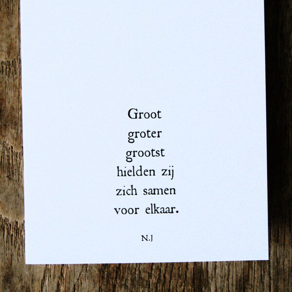 Wenskaart met gedicht - envelop inbegrepen - Groot