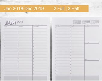 2018 2019 Hourly M-F Weekly Planner Printable, Agenda Large, Schedule A5, Filofax Pages, Franklin Refills, Notebook Small, Color Crush Pages