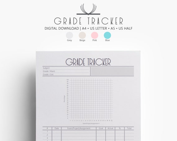 printable grade tracker gpa planner assessment tracker marks planner filofax refills webster inserts weekly journal discbound planner grade tracker