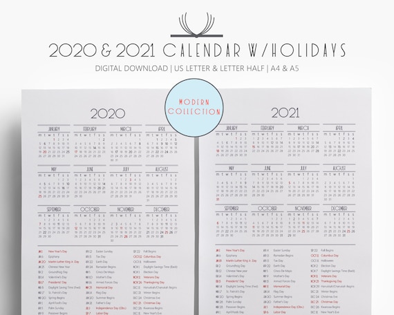 northern cal carpenters calendar 2021 Calendar 2020 2021 Yearly Calendar With Us Holidays Etsy northern cal carpenters calendar 2021