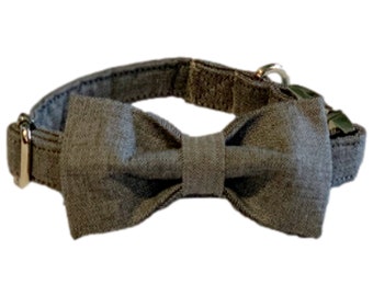 Classic Grey Dog and Kitty Bow Tie Collar