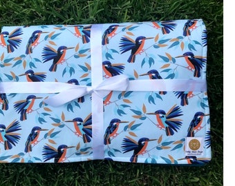 Premium baby cot or play baby blanket featuring Australian Kingfishers