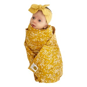 Muslin Cotton Wrap Mustard with Starbursts image 3