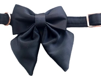 Black Satin Dog and Kitty Collar with Large Bow