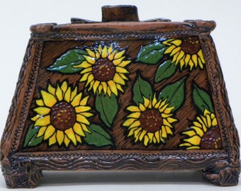 Sunflower design. Rectangular box shape. Item# PH170