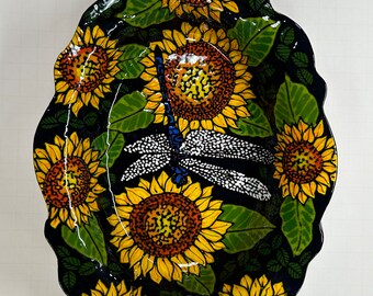 Dragonfly Sunflower Tray, Original Design