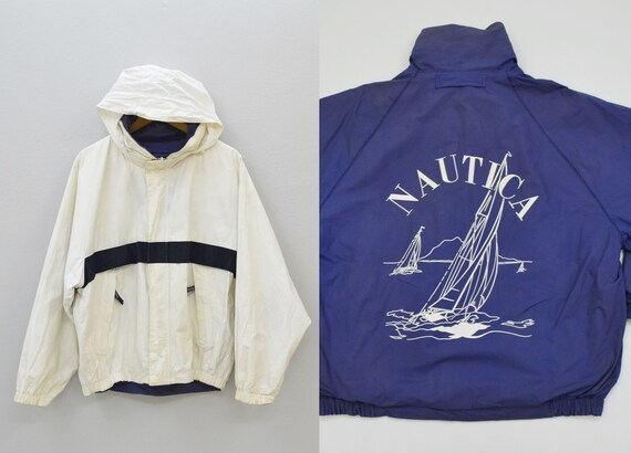 90's Nautica Bomber Jacket White Sailor Embroidery