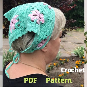 CROCHET PATTERN Bandana – headscarf boho style, Kerchief crochet pattern
