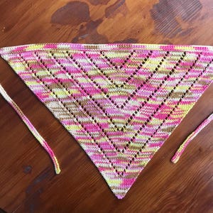 Headscarf Bandana knitted, Kerchief knitted is cotton, Triangle Headband multicolor, knitted hair accessory