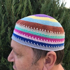 Hat Joe Zawinul, Skull cap сrochet is cotton, Kufi сrochet, Mens short beanie
