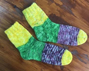 Handgestrickte Wollsocken, bunte Socken, handgestrickte Socken aus Schafwolle Größe 39-41 (EU)