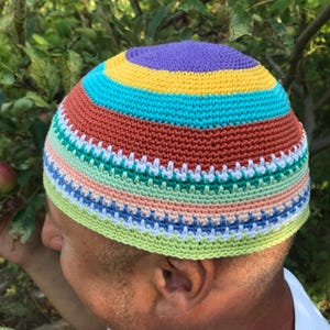 Hat Joe Zawinul, Skull cap сrochet is cotton, Kufi сrochet, Mens short beanie