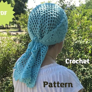 Crochet PATTERN Bandana in boho style, Crochet Bandana, Crochet Hair Accessory, Hair Kerchief, Head Wrap