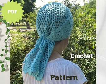 Crochet PATTERN Bandana in boho style, Crochet Bandana, Crochet Hair Accessory, Hair Kerchief, Head Wrap