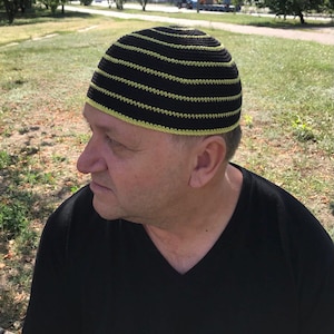 Kufi hat, Men&#39;s Skull cap crochet, Mens short beanie, Fisherman hat, universal hat