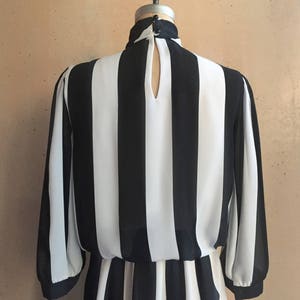 Vintage 80s meets 60s Sheer B&W Striped Dress image 4