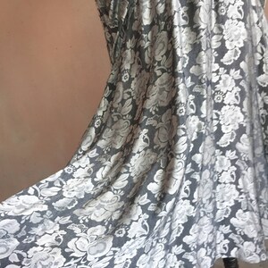 Vintage 80s Silver Metallic Floral Print Dress w/ Pockets image 6