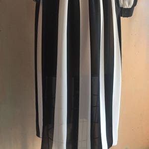 Vintage 80s meets 60s Sheer B&W Striped Dress image 7