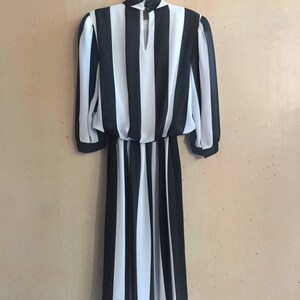 Vintage 80s meets 60s Sheer B&W Striped Dress image 6