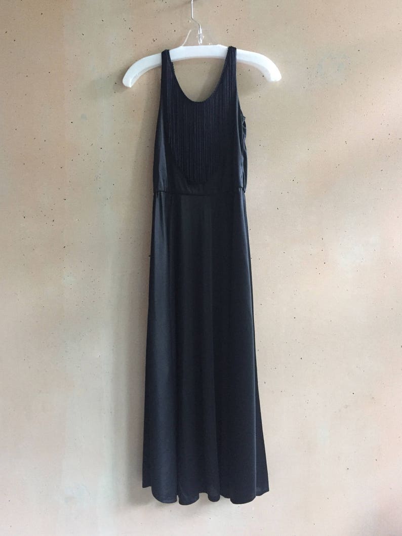 Vintage 70s Sheer Fringe Slip Dress with High Side Slits image 4