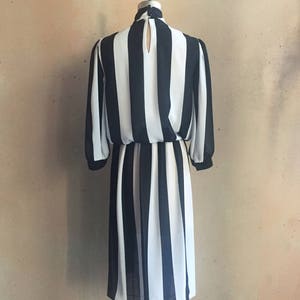 Vintage 80s meets 60s Sheer B&W Striped Dress image 2