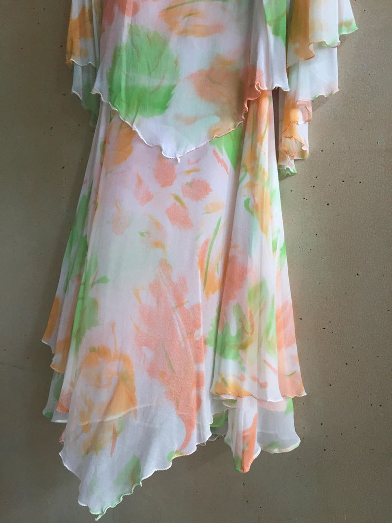 Vintage 60s Sylvia Ann Brand Chiffon Tiered Floral Dress image 5