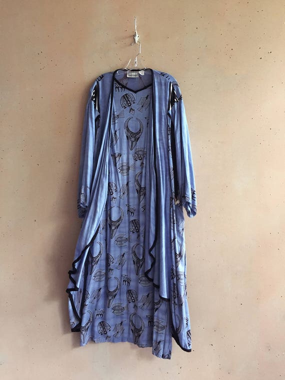 Vintage 70s/80s Super Soft Flowy Dusty Blue Duste… - image 5