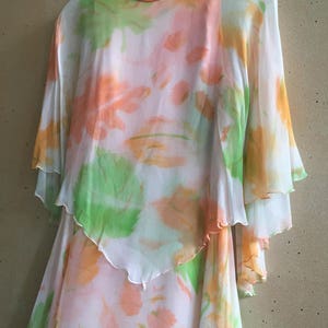 Vintage 60s Sylvia Ann Brand Chiffon Tiered Floral Dress image 4
