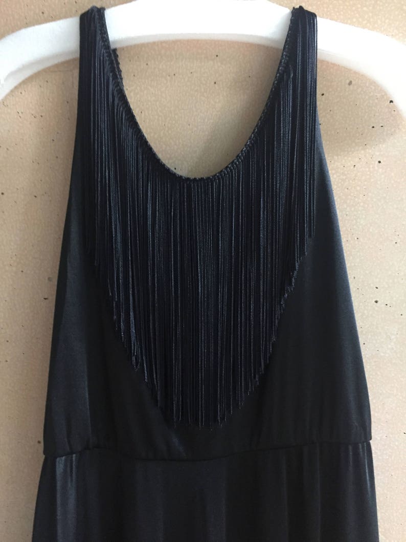 Vintage 70s Sheer Fringe Slip Dress with High Side Slits image 6